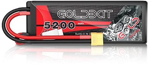 GOLDBAT RC Akku 5200 mAh 7,4 V 2S 70C LiPo Batterie Akku Pack mit XT60 Stecker für RC Auto Truck Boot LKW Hubschrauber (1 Pack)