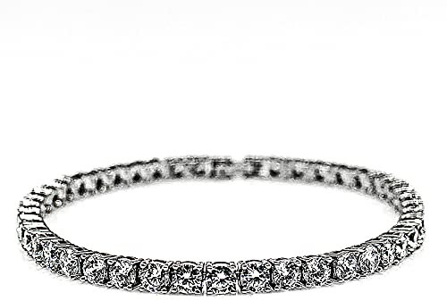 Generisch CubicZirkonia Tennis Armband Bracelet 4mm Zirkonia Weißgold beschichtet einreihig Tennisarmband 5A Weiß/Schwarz Steinen Krappenfassung Schmuck Herren Damen (20, Weiß)