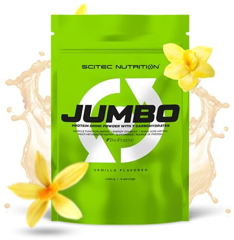 Scitec Nutrition Jumbo - Ganador de Peso Alto en Calorías - con Proteína Multi-Componente - Matriz de Aminoácidos - Matriz Metabólica - Mezcla de Superalimentos, 1,32 kg, Vainilla
