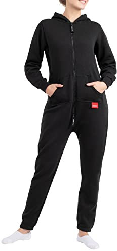 Basisstoff Jumpi Damen Jumpsuit Overall Onesie Einteiler Schwarz Gr. M