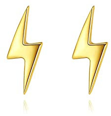 Medizinische Ohrstecker Gold Silber - Blitz Ohrstecker, 1 Paar Goldene Ohrringe Damen 925 Herren für Knorpel Tragus Wendel