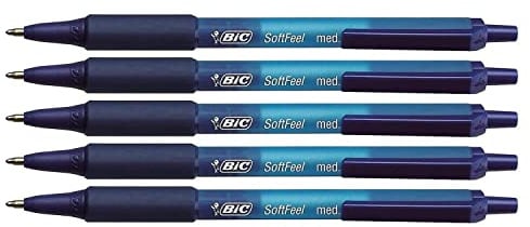 BIC BICs Druckkugelschreiber Soft Feel Clic Grip, Blau, 5 Stück