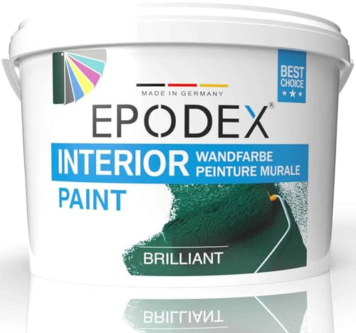 EPODEX® INTERIOR PAINT | Innenwandfarbe | Wandfarbe| 45 Farben Polar Weiß Bunt Farbig | Spritzfrei Strapazierfähig Geruchsarm Hohe Deckkraft 3-53Kg