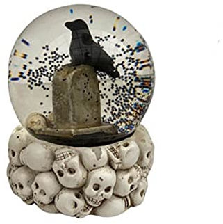 Halloween Schneekugel Schwarz Eule - Taube - Rabe | 7 x 9 cm