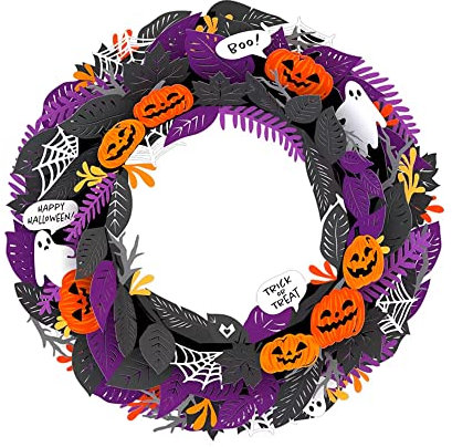 Lovepop® Halloween Türkranz aus Papier | Grusel-Deko für die Halloween-Party | besonderer 3D-Papierkranz für die Tür | Halloween-Deko Türkranz | einzigartige Halloween-Dekoration für die Tür