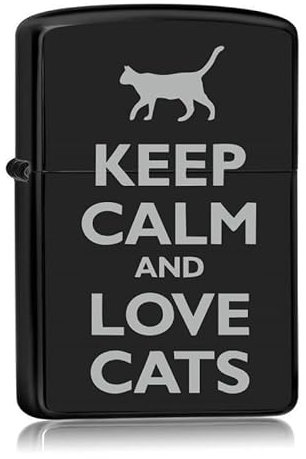 Feuerzeug Schwarz - Halten Sie Ruhe und Liebe Katzen