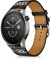 LanQii 22mm Cinturini in Pelle per Amazfit Bip 6/Bip 5/Bip 5 Unity/Amazfit Balance/Cheetah/GTR 4/GTR 3 Pro/GTR 3, Cinturino Vera Uomini Donne per Huawei Watch GT 5/5 Pro/GT 4/Watch 4 - Nero/Fiore