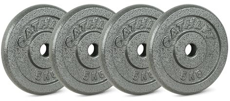 Athlyt 1-Inch Cast-Iron Weight Plates, 4 x 5kg, Black