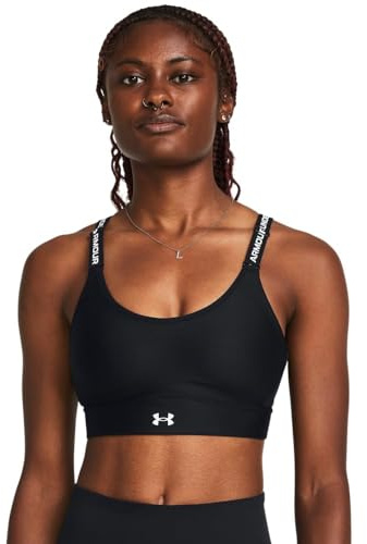 Under Armour Womens Infinity Mid Impact Sports Bra, (001) Black / / White, Large A-C