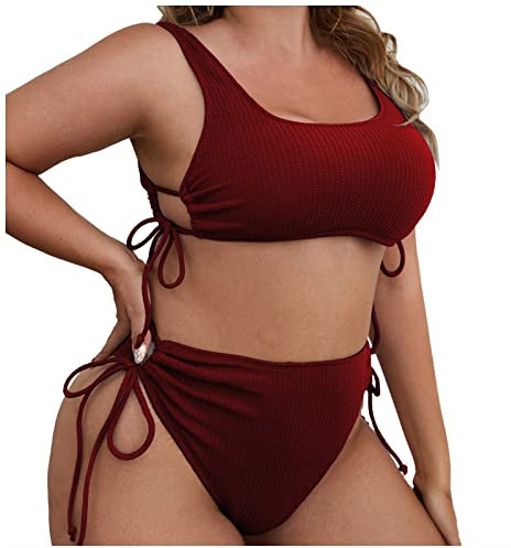Fat MM New Solid Sexy Plus Size Bikini-Thread-Stoff-Badeanzug Retro