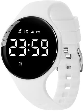 Montre de sport numérique rechargeable et étanche, avec podomètre, vibreur, alarme, compteur de calories, distance parcourue, chronomètre, montre avec bracelet en silicone pour enfant