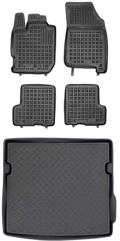 MOTOS Satz Gummifußmatten und PE Kofferraumwanne für Dacia Duster II ab 2018 Verbessern Sie Ihren Reisekomfort mit Antirutschmatte Auto - Allwetter fußmatten Auto, Schutz vor Verschmutzung