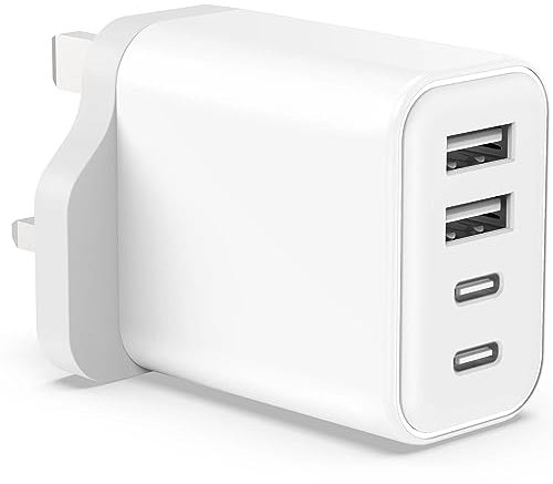 Baokuan 40W USB C Plug Fast Charger for iPhone 16 15 14 13 12 11 Pro Max SE XS XR X 8 Plus, Pad, Galaxy,Tablet, 4-Port Multi UK USBC Charging Adaptor Type C PD Power Wall Adapter 4U 2