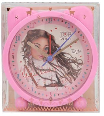 Depesche 12661 TOPModel Cosy - Wecker für Kinder in Rosa mit Model-Motiv, lautlose Uhr mit Licht-Funktion, inklusive Batterie