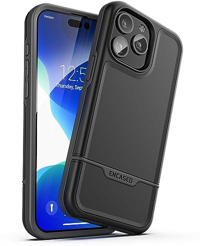 ENCASED Rebel Designed for iPhone 15 Pro Max Phone Case, Protective Heavy Duty Cover (iP15 PRO-MAX 6.7) - Black