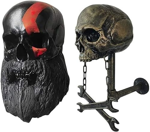 Motorrad Schädel Helmhalter, Wand Skull Kopfhörerhalter, Totenkopf Helm Halter Wandhalterung, Motorcycle Skull Helmet Holder, Motorrad Helm Halterung Geschenk (Color : BC, Size : Small Skull)