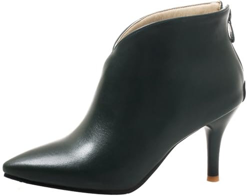 Joliss Donna Stivali da Vestito Eleganti Tacco a Spillo Polacchine Appuntito Tacco Alto Stivaletti Semplici con Cerniera Polacchino Verde Numero 33 EU