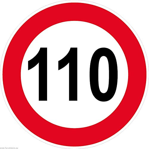 WildeBabsKLBT 20cm 2Stück Hochwertige Schild Aufkleber-Folie Sticker Decal LKW Bus LZ 110-kmh Verkehrsschild StVZO §58.SVG 20mm DIN-1451 Zulässige Höchstgeschwindigkeit km/h VZ 274-110 S017
