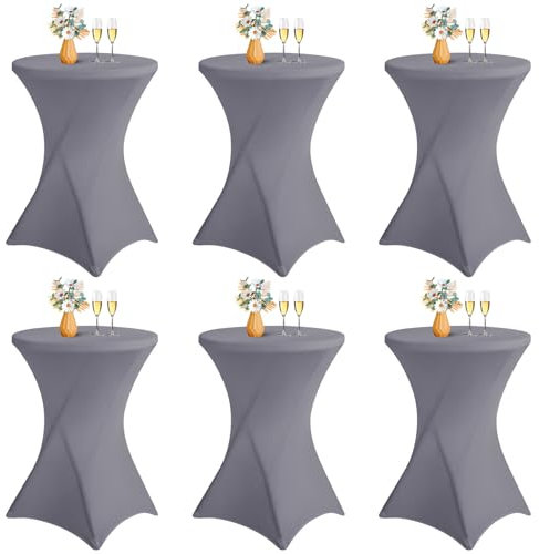 LYAFS 6er-Set Stretch Stehtisch Husse für Bistrotisch Ø 80-85 cm Elegante,Verstärkung im Fußbereich,Stretch-Husse hellgrau Hussen für Stehtische und Bistrotische (hellgrau, 80 x 110 cm)