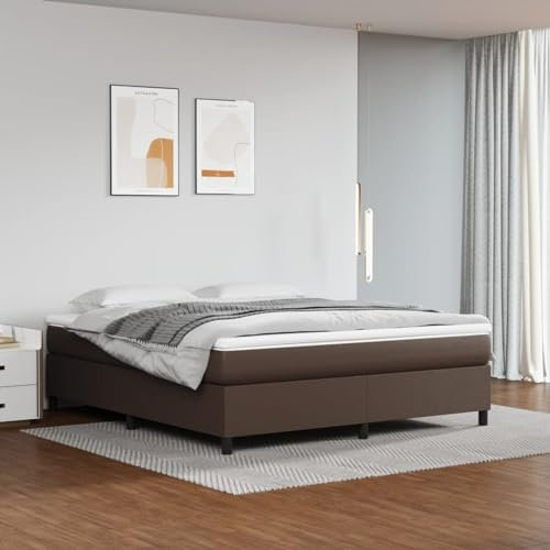 BAZZI Boxspringbett 160 x 200 cm Polsterbett 160 x 200 cm Komplettes Bettset,Bett 160 x 200 cm Mit Lattenrost Braun-3 Kunstleder Jugendbett Perfekt für Jugendzimmer, Futonbett