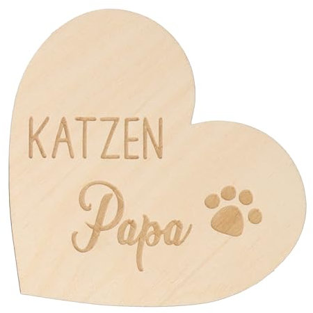Spruchreif | Kleines Deko-Holzherz zum Aufstellen | Geschenkidee Katzenbesitzer | Katzen Papa