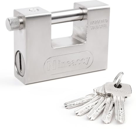 JBBFCAN 5 Keys Super Silver Heavy Duty Padlock Lock for Garage Warehouse Shipping Container