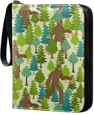 Gorilla im Wald Sammelkartenalbum 4 Taschen Kartenordner 50 Seiten 400 Karten PU Reißverschluss Kartenbinder Aufbewahrungshalter für Sportspielkarte