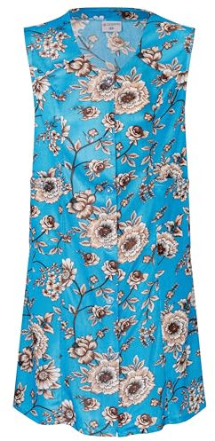 Kittelschürze bunt mit Knopfleiste, bequeme und abwaschbare Garten- und Haushalts Schürze mit Seitentaschen I Dederon Kostüm Kittel DDR Retro Style Gr. XXL