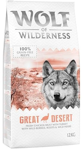 Wolf of Wilderness Adult Great Desert Pute | Hundefutter trocken | getreidefrei | 12 KG