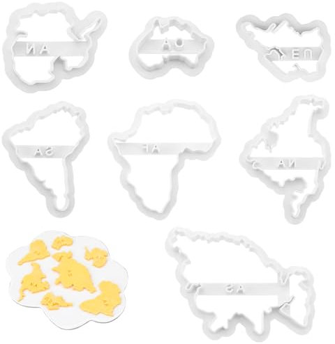 Ausstechformen in Weltkarten-Form, 7 Stück, Kuchendekorationsschablone, 7 Kontinente, Ausstechformen-Set für Kuchen, Kekse, Cupcakes, Fondant, Gebäck