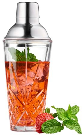 Coctelera de cristal, coctelera de martini con tapa de acero inoxidable y colador, juego profesional de herramientas para mezclar cócteles, margarita, whisky, bebidas alcohólicas, 16 onzas.