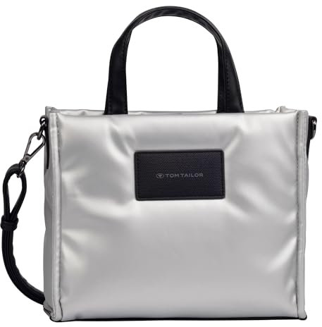 TOM TAILOR Patti Damen Shopper Umhängetasche Reißverschluss Klein Silber