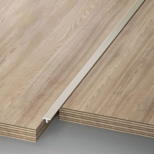 Raouoae Perfil De Transición En T Para Suelos Laminados Y Parquet, Umbral De Puerta 100cm, Paquete De 3, Riel Sin Juntas Para Transición De Suelos, Borde De Puerta Y Umbrales(High-End-Grau,Breite: 4mm