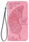 WBWONE para OPPO A40 4G Funda, Flip Mariposas Carcasa Magnética con Soporte y Cartera para Tarjetas, Premium PU/TPU Cuero Case Cover Billetera. Rosa