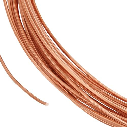 BENECREAT Filo di rame quadrato, 6 m, 0,7 mm, piatto, in puro rame, per la creazione di gioielli, pietre preziose, pellicola metallica da giardino, scultura, ancora, oro rosa