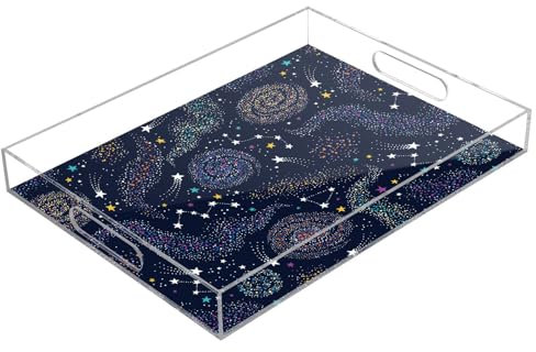 Transparentes Tischtablett Galaxie, buntes Nebel, Acryl-Tablett mit Griffen, 30,5 x 40,6 cm, Acryl-Serviertablett, auslaufsicher