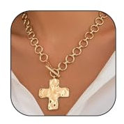 Calkkrer Goldene Kreuz Kette Damen, Goldene Kette Mit Kreuzanhänger, Kruzifix Halskette, Dicke Kette, Statement Kreuz Anhänger, Vintage Kreuz Kette Damen, Gold Schmuck Kreuz