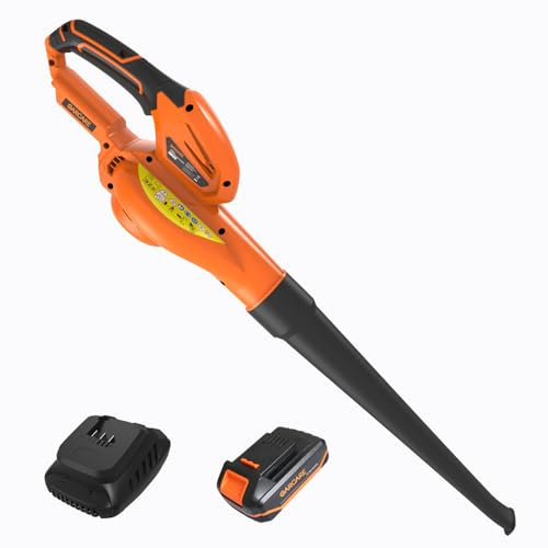 GARCARE 20V Leaf Blower Cordless - Handheld Battery Powered Blower, Max. 140 MPH Speed, 2.0Ah Li-ion Battery & Fast Charger Included, Lightweight for Multi-Use