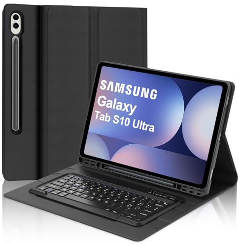 SENGBIRCH Custodia Tastiera per Samsung Galaxy Tab S10 Ultra 14.6 2024, Tastiera Bluetooth Layout Italiano QWERTY Staccabile Magnetica per Samsung Tab S10 Ultra/ S9 Ultra 14.6, Nero