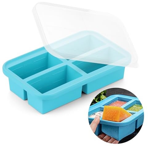 1 Cup (250 mL) Silicone Soup Freezer Tray with Lid, Silicone Soup Freezer Moulds, Baby Food Freezer Trays, Soup Freezer Containers, Container for Storing and Freezing Soup, Broth, Sauce and Ice