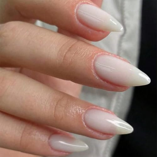 Goiern Lot de 24 faux ongles press on nails - Couleur unie classique - Couleur unie - Amande - Couleur pure - Réutilisables