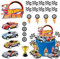 Lukinuo Rennen Auto Geburtstagskuchen Dekoration 24PCS Rennauto Kuchen Toppers Karierte Flagge Auto Kuchen Cupcake Dekorationen für für Mann Boy Kid Racing Auto Thema Geburtstagsbedarf Party Favors