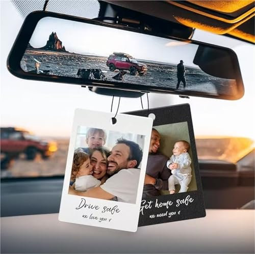BedEuu Individuelles Auto-Rückspiegel-Hängeornament mit Foto und personalisiertem Text, Hunde- und Katzen-Foto-Anhänger für Auto