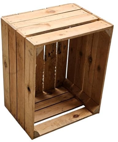 Teramico Holzbox Apfelkiste Obstkiste Weinkiste Holzkiste Vintage Shabby bürstenrein und stabil 50x40x30cm (Einzeln)