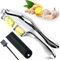 Garlic Press and Slicer 3 in 1 - Versatile Garlic Crusher Press, Effortlessly Crush, Slice & Mince Garlic, Ginger & Nuts, Kitchen Tool for Home Cooks & Professional Chefs by Virsa Goodies