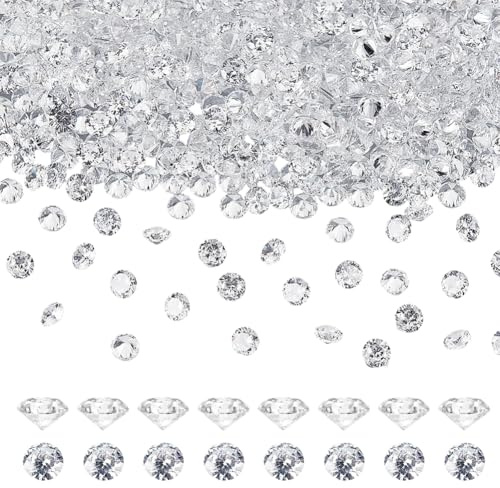 HOBBIESAY 500 Stück Klare Zirkonia Facettierte Cabochons Mit Spitzer Rückseite Kleine Lose Diamanten Runde CZ Steine Synthetischer Edelstein Für Nagelkunst Basteln Schmuckherstellung 3mm