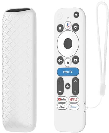 FTRONGRT Hülle Kompatibel mit 2025 onn. Google TV 4K Pro, Flexibles Silikon, Anti-Drop und Anti-Kollision, Fernbedienung Schutzhülle.Weiß