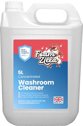 Blue Shield Hygiene Foam Zilla 4-in-1 Foaming Washroom Cleaner - Disinfects, Deodorises, Removes Soap Scum and Limescale for a Sparkling Clean, 5L