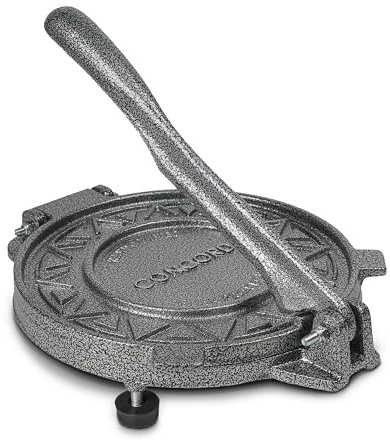 Concord Tortilla-Presse aus Gusseisen (Version 2.0) Pataconera-Presse in handelsüblicher Qualität Perfekter Maker für Mehl- oder Maistortillas, Quesadillas, Roti und vieles mehr! (20,3 cm)