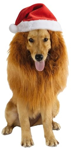Weihnachten Hundekostüm, Hunde Katzen Weihnachtsmützen mit pelzige Haustierperücke, Katze Nikolausmütze Hund Santa Mütze für Welpen Kleine Katzen Hunde (Braun, L)